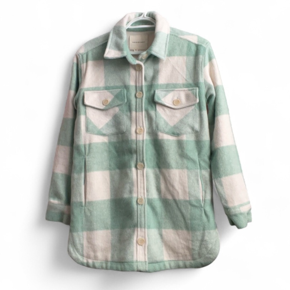 Thread & Supply Mind Green Plaid Flannel Button-down Shacket Jacket Warm XS